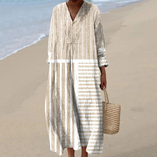 Comstylish Women's Minimalist Art Lines Print Dress