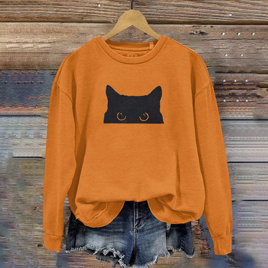 Women's Black Cat Abstract Art Painting Sweatshirt elevenforest