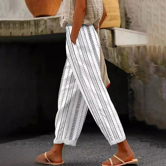 Casual Simple Geometric Cotton Pattern Pants elevenforest