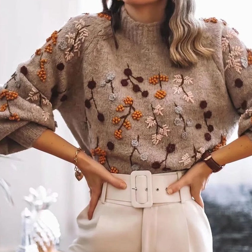 Larisa® | Comfortable and soft women's sweater with an autumn print