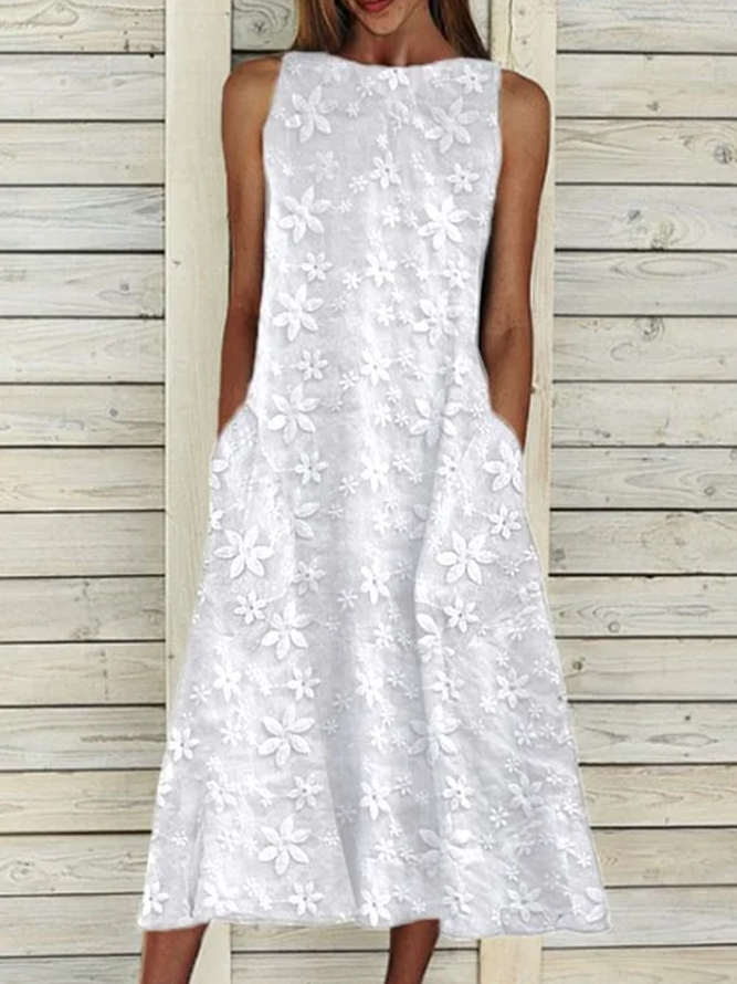 Linen Plain Cotton And Linen Dress