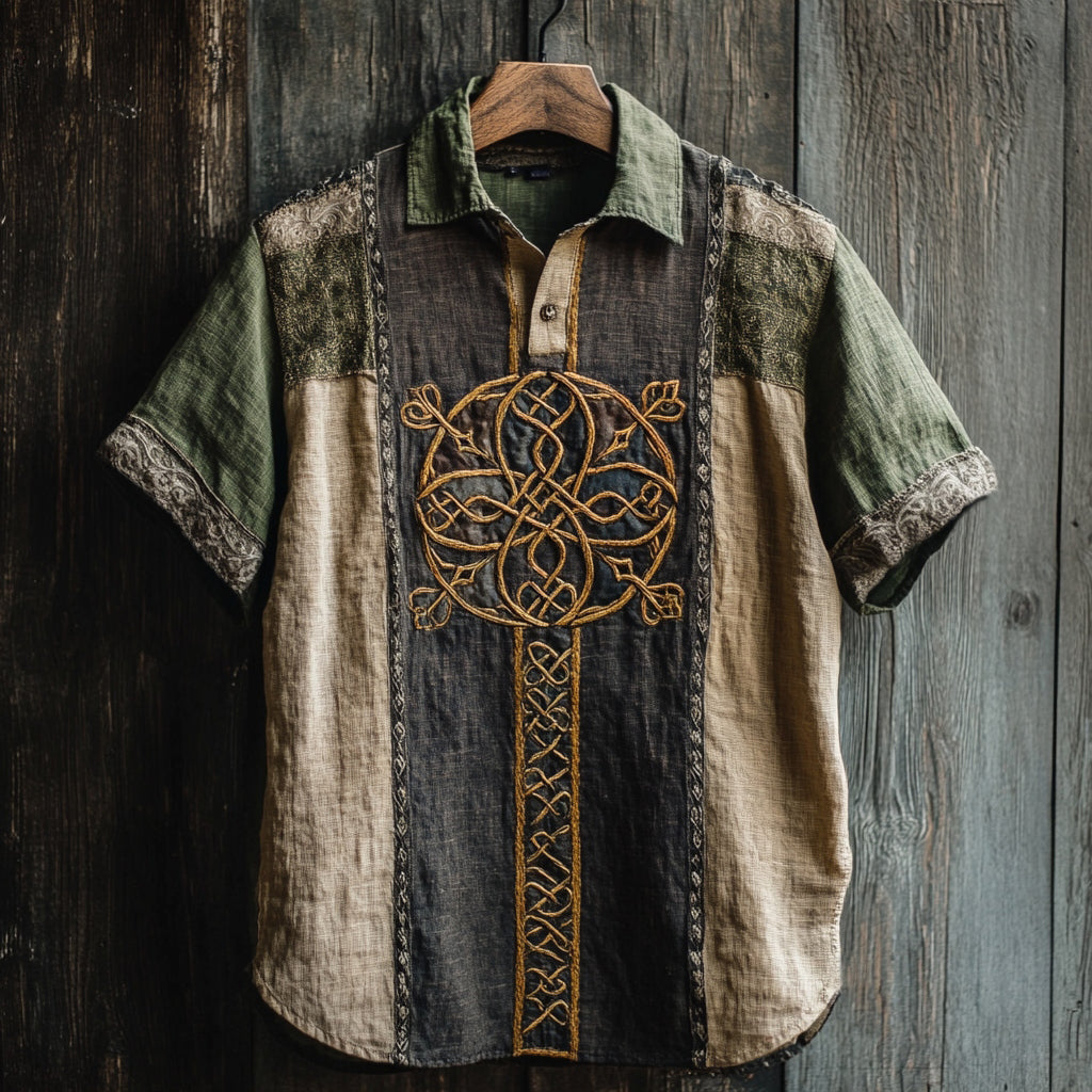 Men's Celtic Patchwork Contrast Print Shirt elevenforest