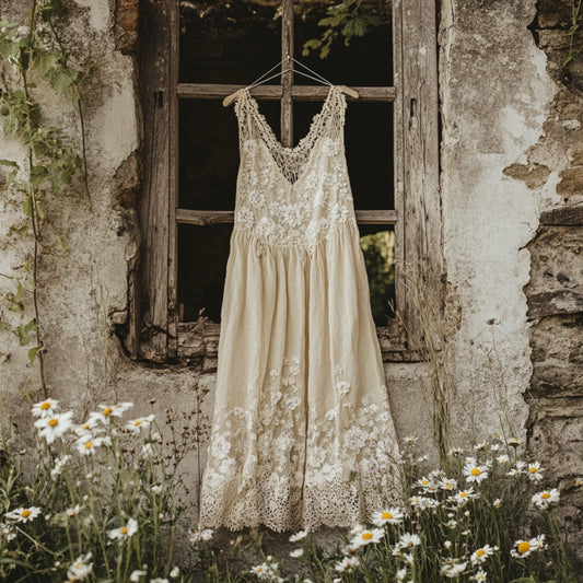 Vintage Floral Lace Art Linen Tank Dress elevenforest