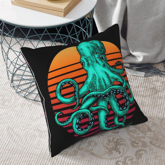 Vintage Sunset Octopus Pattern Home Pillow elevenforest