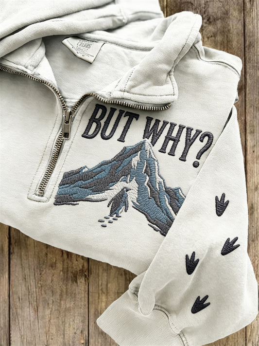 Comstylish Nihilist Penguin & Footprints Cozy Zip Up Sweatshirt