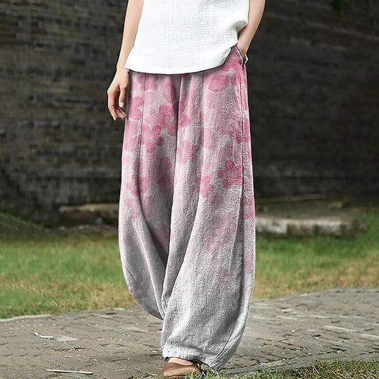 Women's Sakura Art Pocket Loose Casual Pants elevenforest
