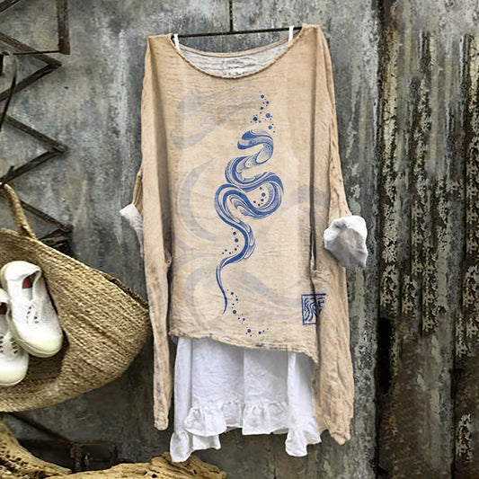 Classy Snake Art Linen Blend Tunic elevenforest