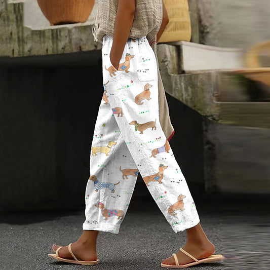 Women's Vintage Dachshund Casual Pants elevenforest