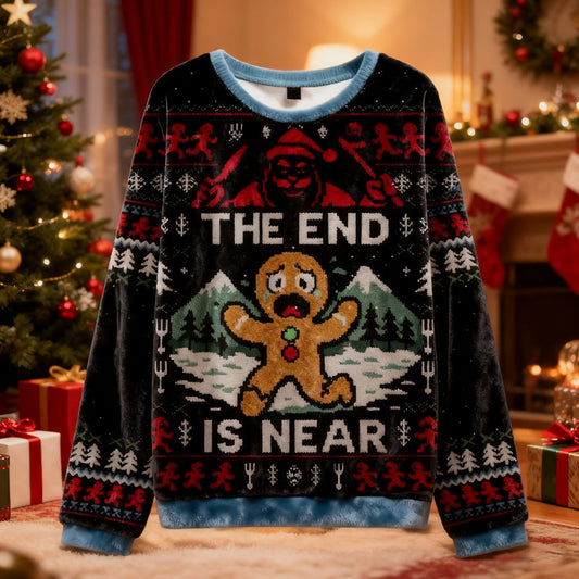 Comstylish Gingerbread Man Disaster Is Coming Christmas Ugly Sweater