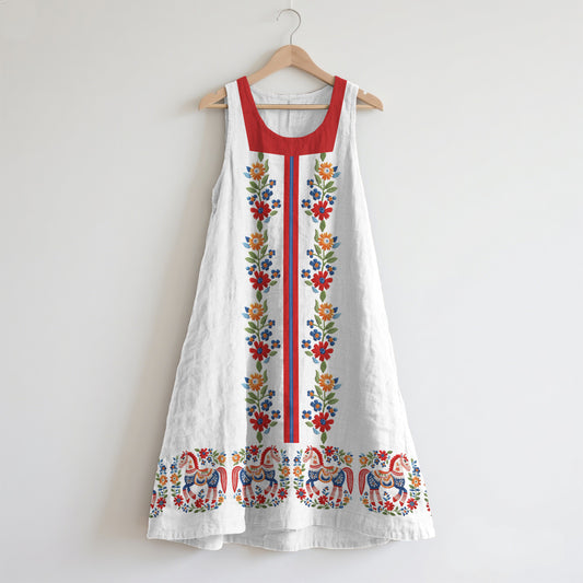 Vintage Swedish Art Linen Tank Dress elevenforest