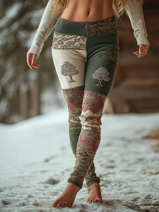 Women's Viking Style Patchwork Tree Of Life Leggings elevenforest