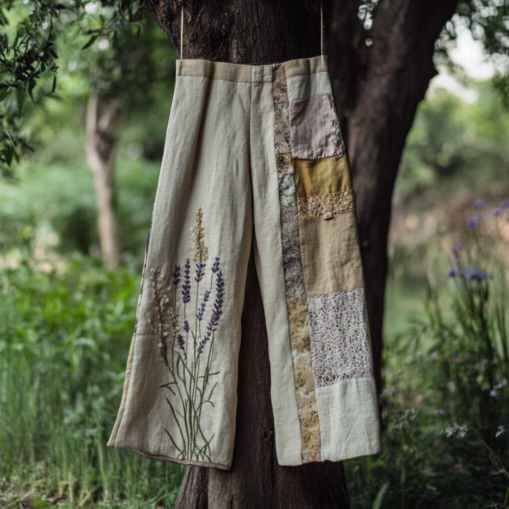 Women's Bohemian Lace Linen Comfort Casual Pants elevenforest