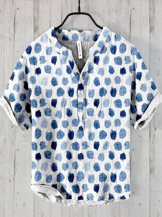 Men's Watercolor Abstract Shapes Linen Blend Cozy Shirt elevenforest