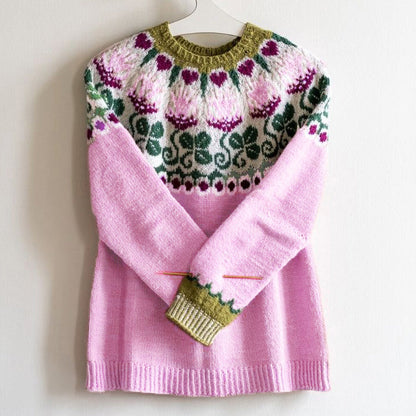 Floral Jacquard Breast Cancer Awareness Sweater elevenforest