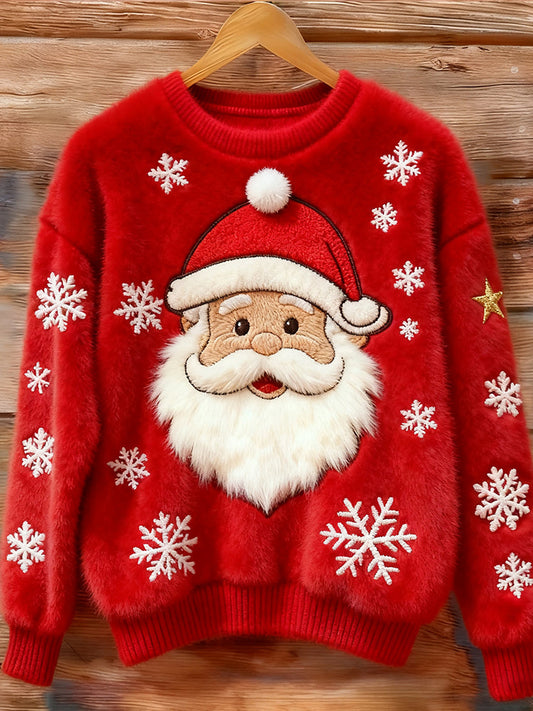 Santa Claus Snow Embroidered Sweater