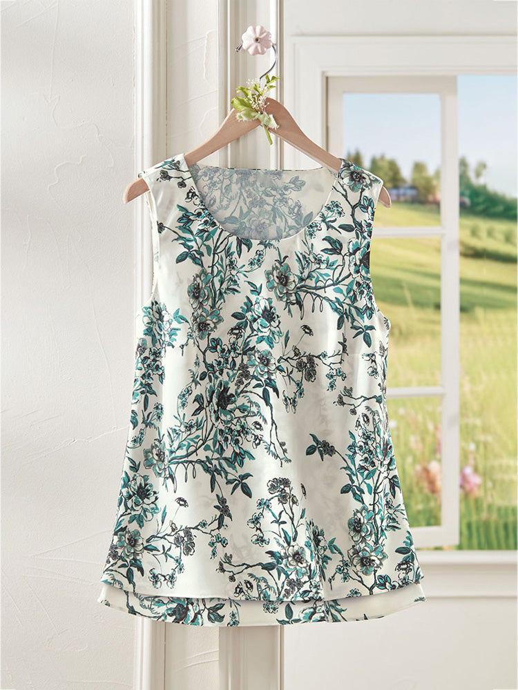 Comstylish Women's Casual Floral Print Cotton Vest