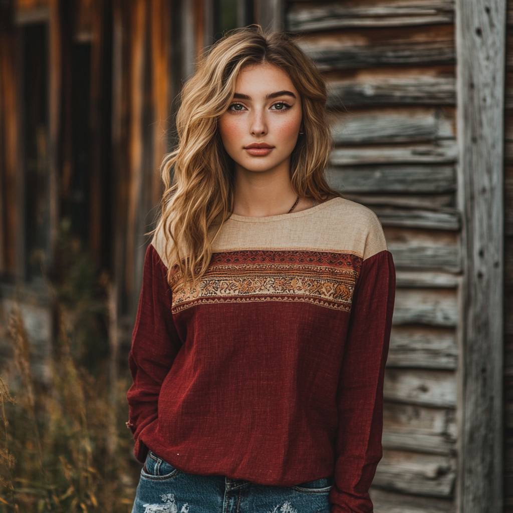 Retro Bohemian Tribal Art Embroidery Print Cotton And Linen Loose Shirt elevenforest