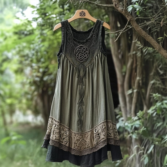 Vintage Tribal Viking Celtic Knot Gradient Tank Midi Dress elevenforest