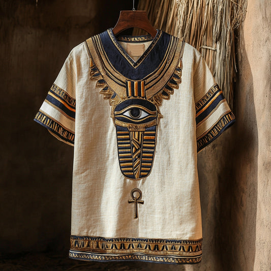 Ankh Ancient Egyptian Eye Of Horus Linen Shirt elevenforest