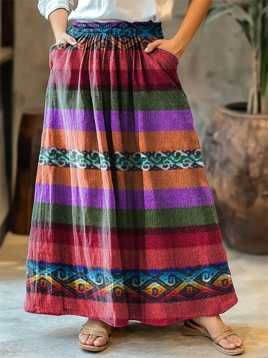Colorful Kenya Style Print Women's Cotton Skirt elevenforest
