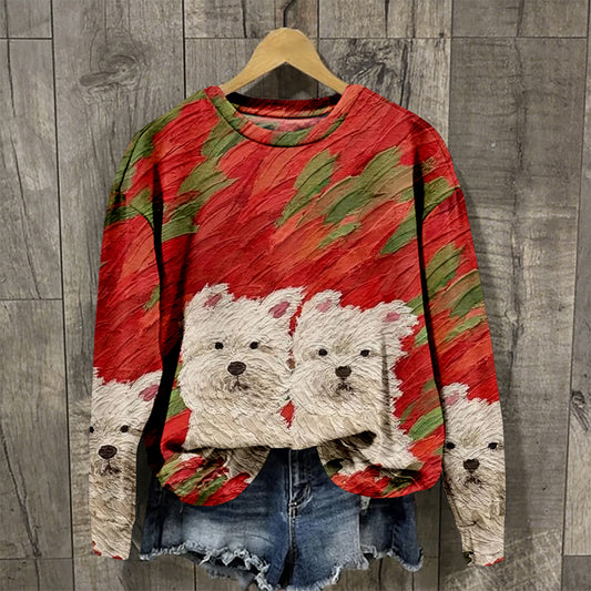 Comstylish Cute Dogs Oil Painting Art Comfy Sweatshirt