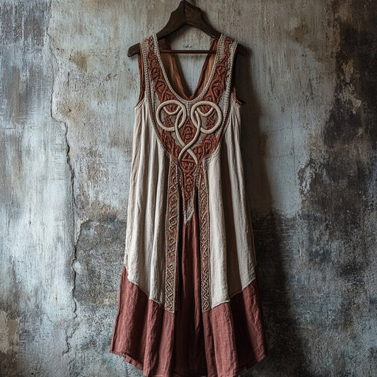 Tribal Celtic Knot Lace Art Linen Tank Dress elevenforest