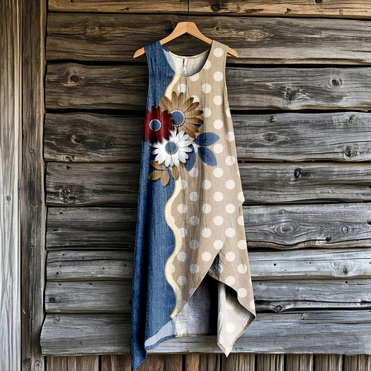 Women's Vintage Floral Art Irregular Dress elevenforest