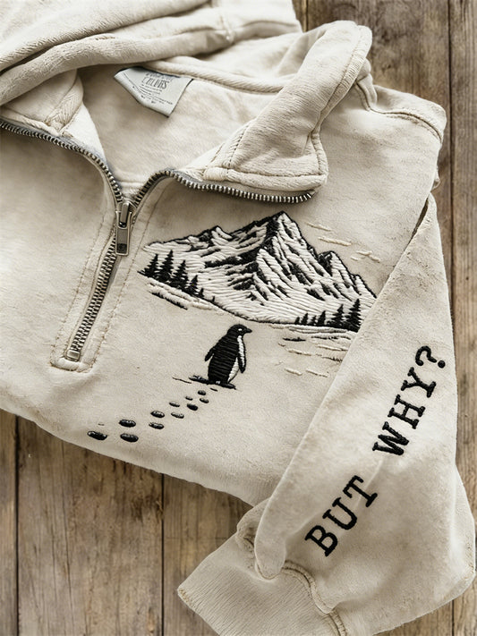 Comstylish Nihilist Penguin Mountains But Why Zip Up Sweatshirt