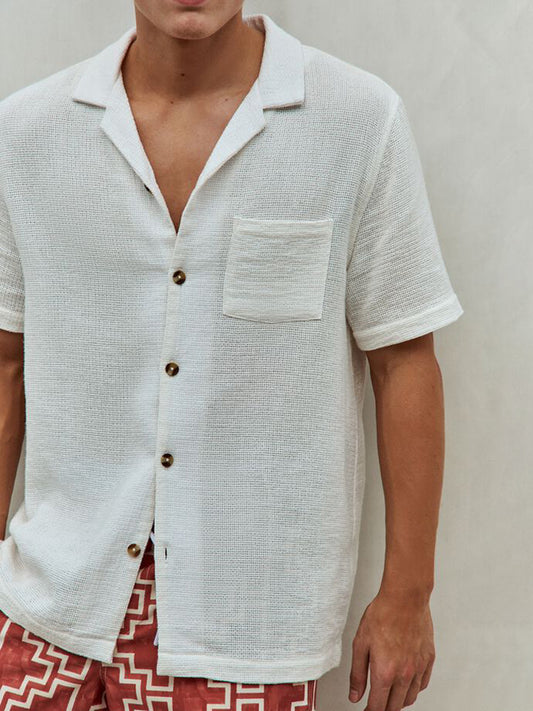 Men's Japanese Art Loose Linen Short Sleeve Shirt elevenforest
