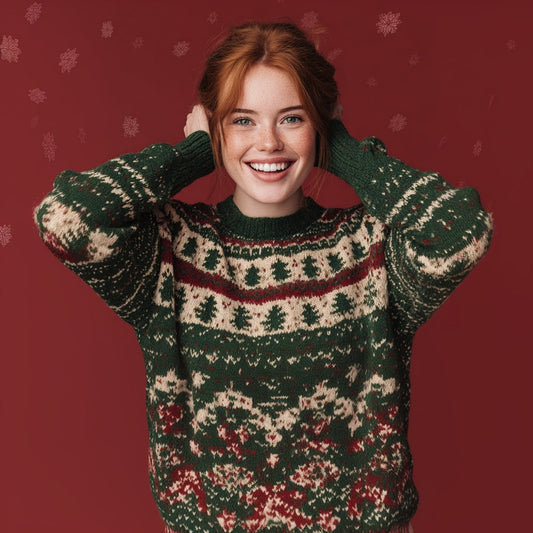 Vintage Christmas Inspired Cozy Icelandic Sweater artswardrobe