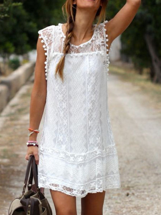 Boho Lace Patchwork Mini Tank Dress elevenforest