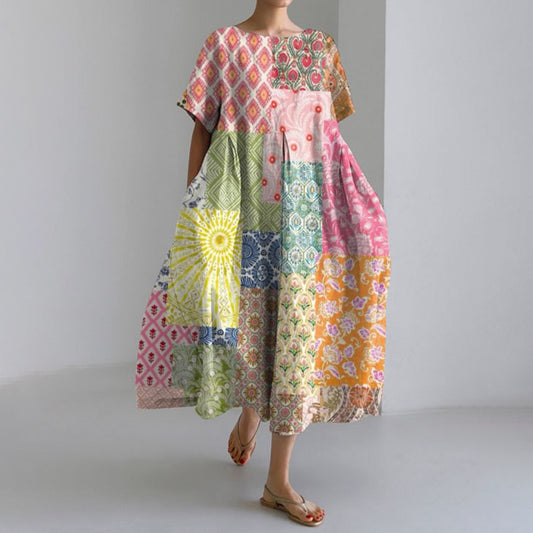 Japanese Art Print Loose Midi Dress elevenforest