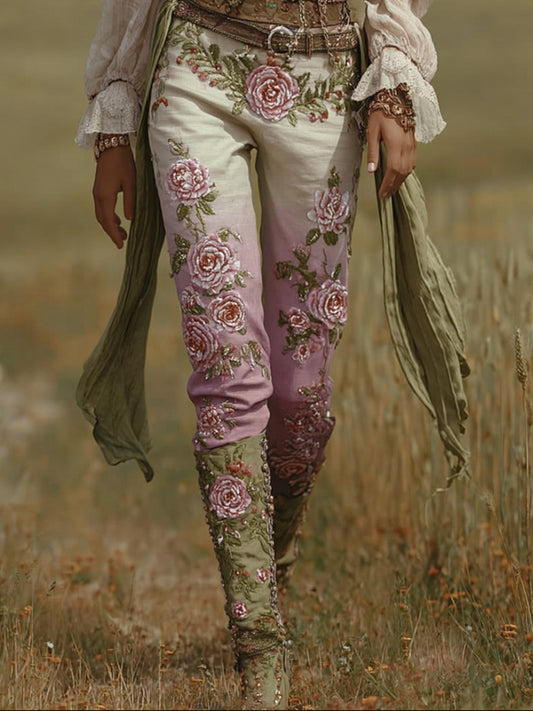 Women's Embroidered Casual Vintage Pants elevenforest