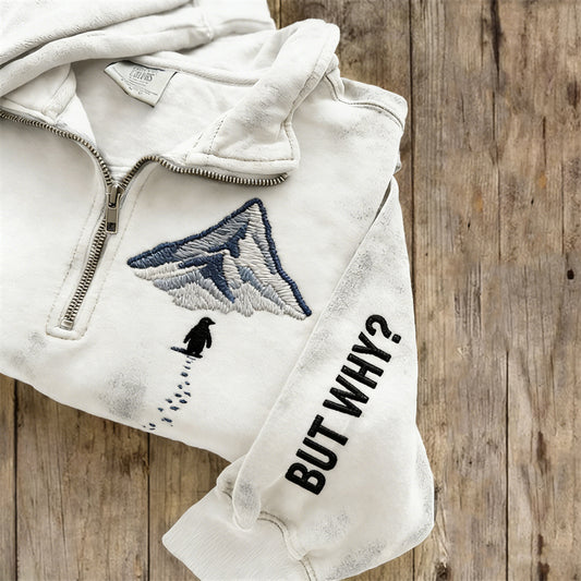 Comstylish Nihilism Penguin & Polar Mountain Zip Up Sweatshirt