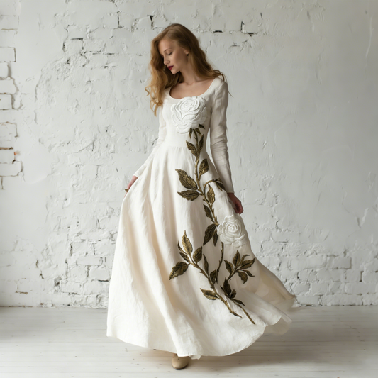 Women's Vintage Flowers Art Flowy Maxi Dress elevenforest