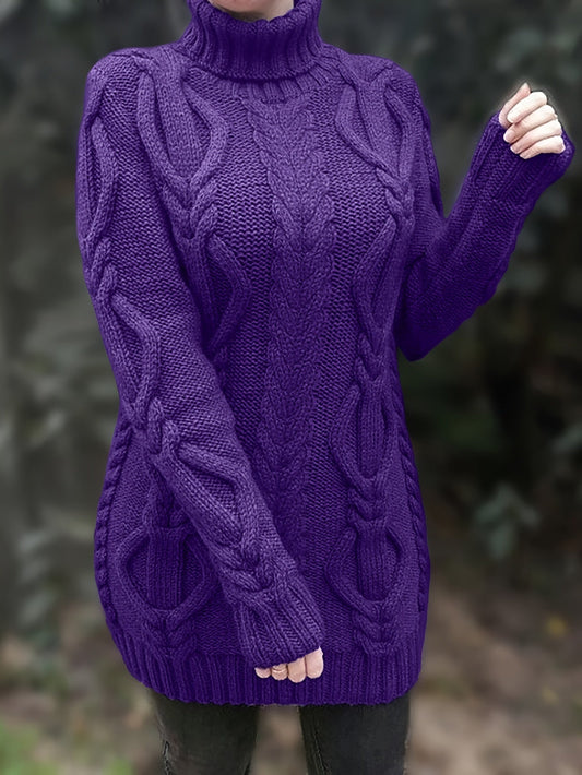 Laura® | Women's long wool turtleneck sweater for winter
