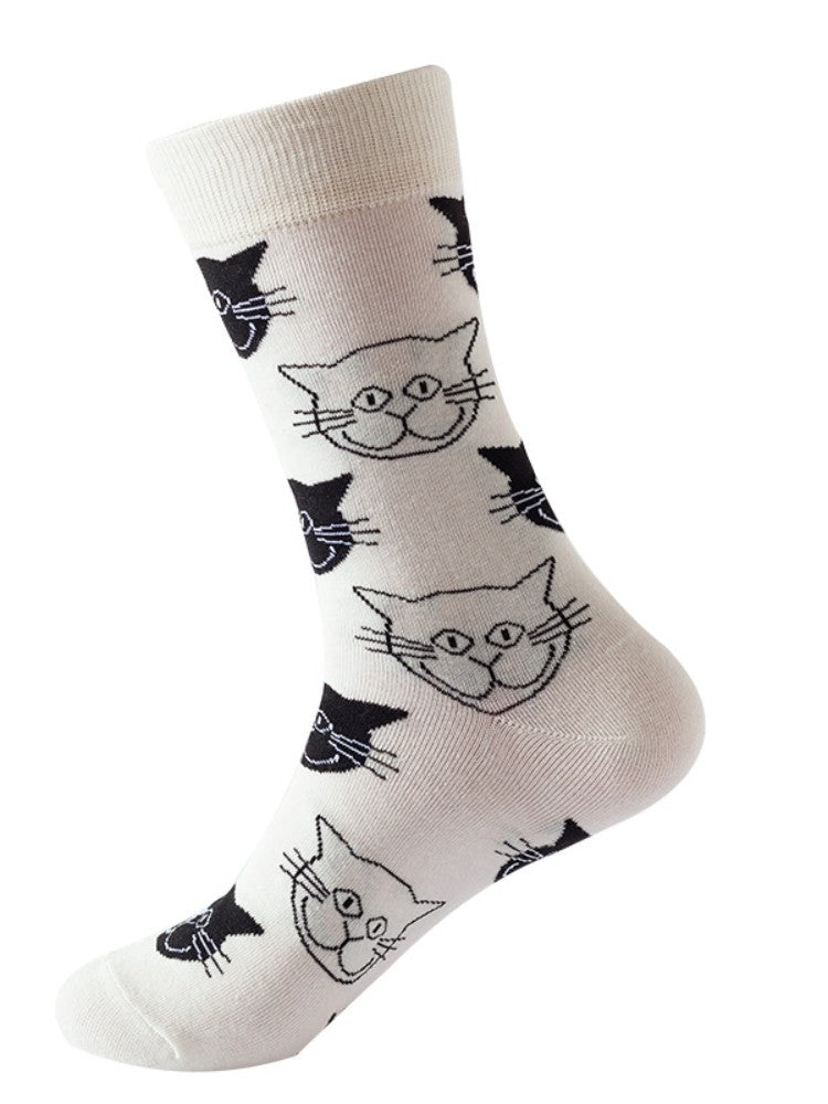 Cute Cartoon Cats Pattern Mid-calf Socks elevenforest