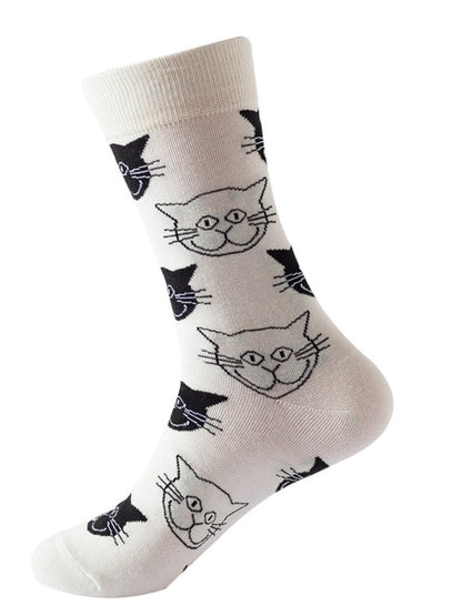 Cute Cartoon Cats Pattern Mid-calf Socks elevenforest