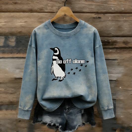 Comstylish Nihilist Penguin Go Off Alone Long-sleeve T-shirt