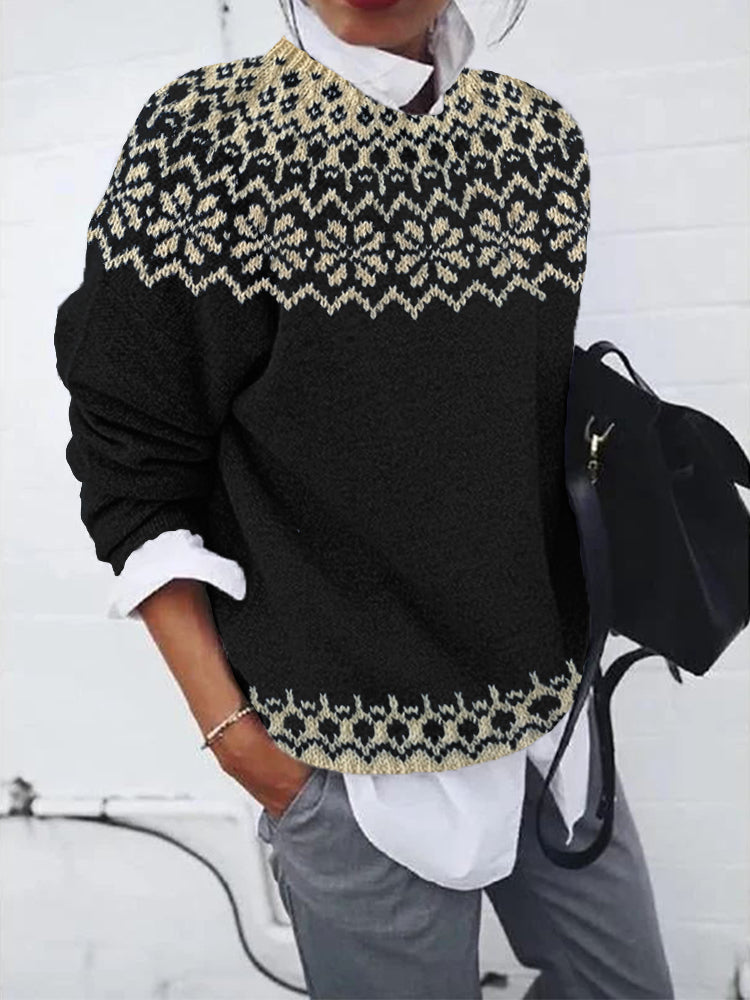 Vintage Jacquard Cozy Knit Icelandic Sweater artswardrobe