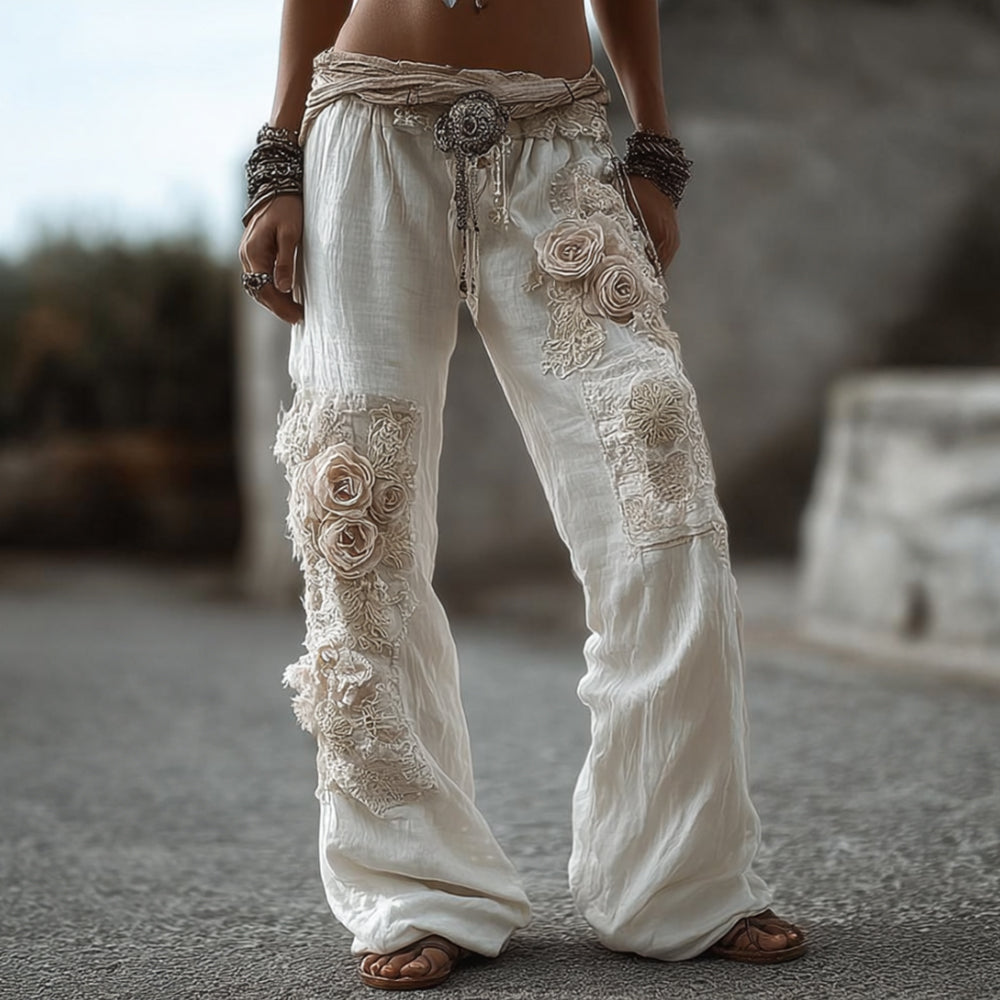 Bohemian Heavy-duty Floral Light Vintage Long Casual Pants elevenforest