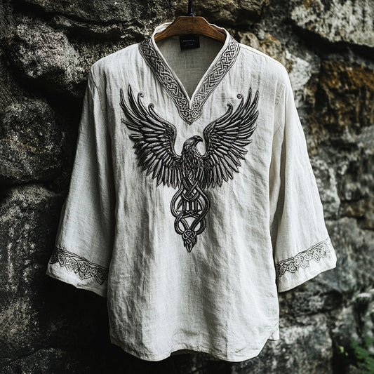 Men's Celtic Knot Eagle Totem Mythology Long Sleeve T-shirt elevenforest