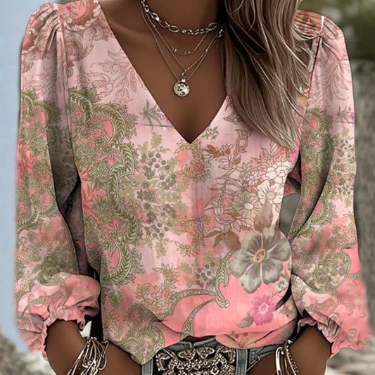 Women's Pink Awareness Floral Print Shirt elevenforest