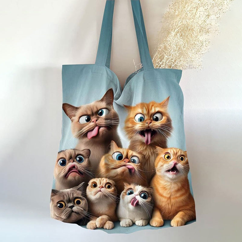 Fun Cat Print Canvas Bag elevenforest