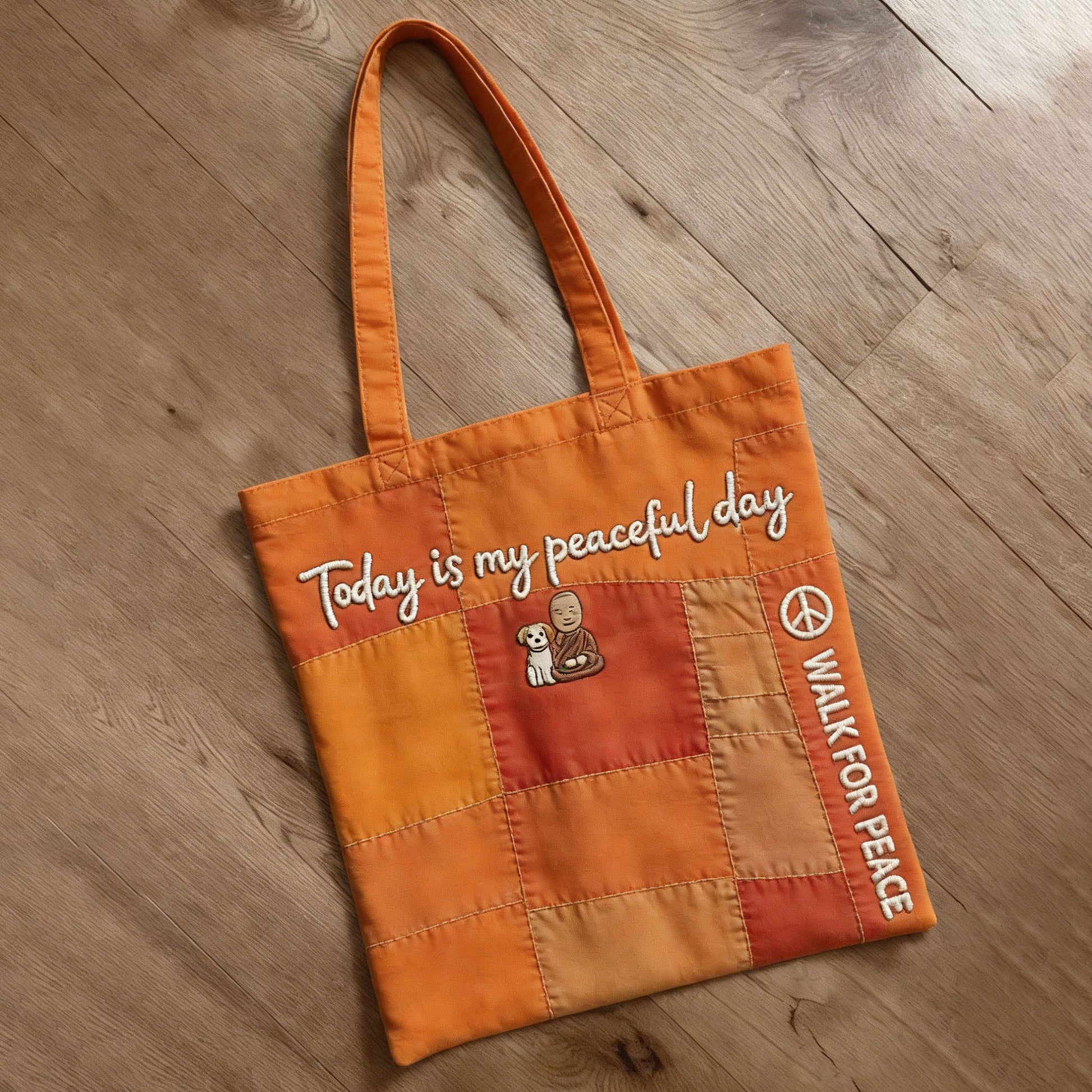 Comstylish Walk For Peace In Patchwork Art Ecofriendly Tote Bag