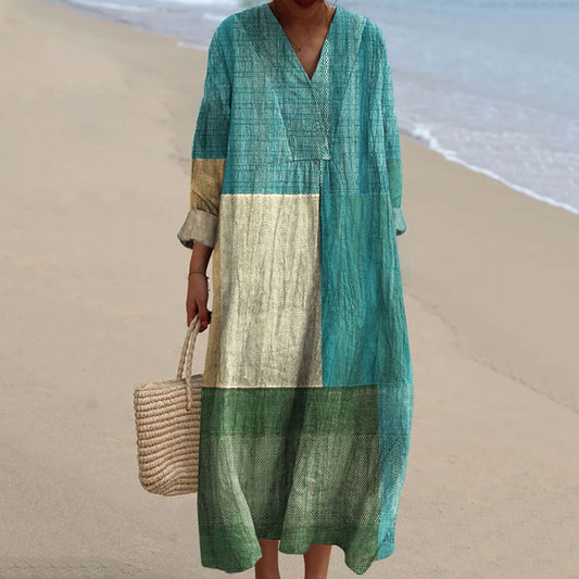 Comstylish Women's Abstract Colorful Geometric Art Print Dress