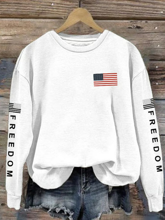 Comstylish Women's Freedom American Flag Print Sweatshirt