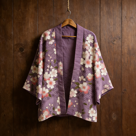 Japanese Art Style Cherry Blossom Pattern Cardigan elevenforest