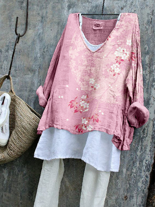 Japanese Cherry Blossom Art Comfy Flowy Tunic elevenforest