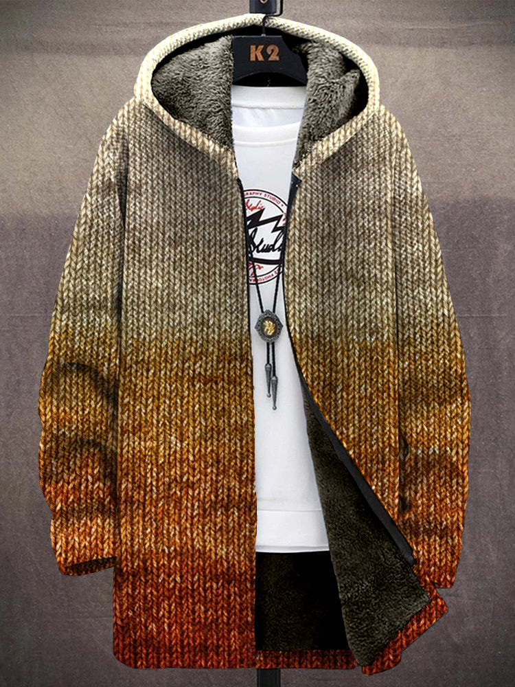 Men's Retro Old Fashioned Gradient Cozy Hooded Coat artswardrobe